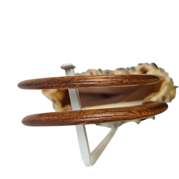 Cream & Gold Macrame & Wood Hoop Top Handle Tote/Purse - Picture 5 of 13